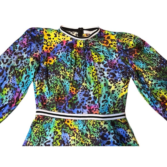 HUNTER BELL Multicolored Leopard Printed 100% Silk Leopard Casper Dress size 8 - Picture 9 of 12